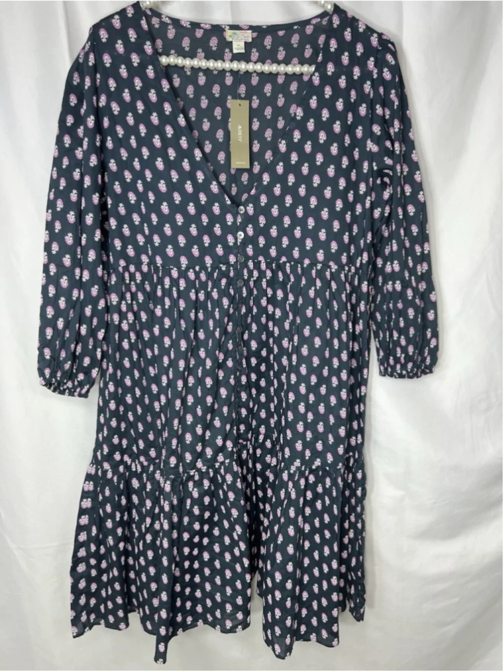 J Crew Tiered Cotton Voile Beach Dress In Best Buds Womens Size XS Lightweight